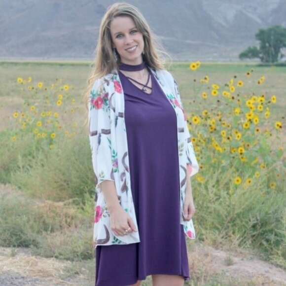 Zenana NWT Large Purple Choker Dress Plum Criss Cross Strappy Knee Length - Picture 4 of 9